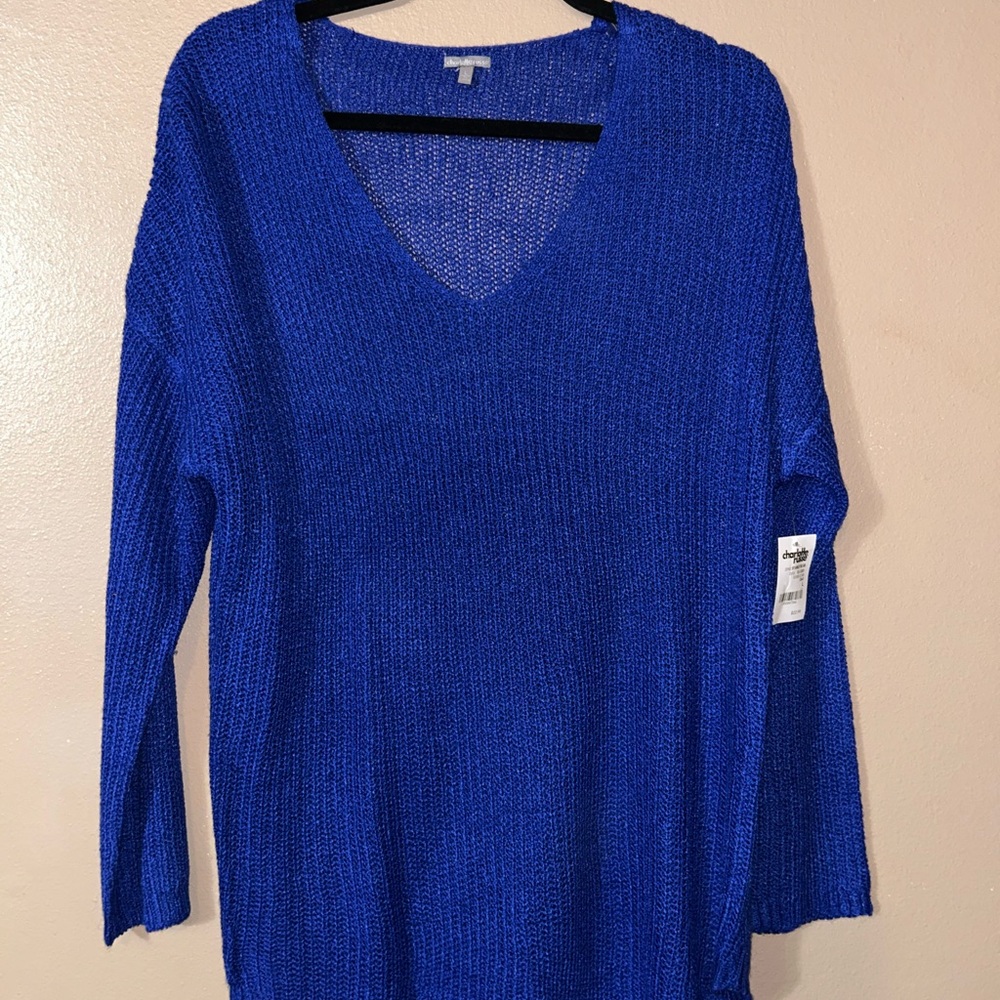 Charlotte Russe Royal Blue V-Neck Sweater